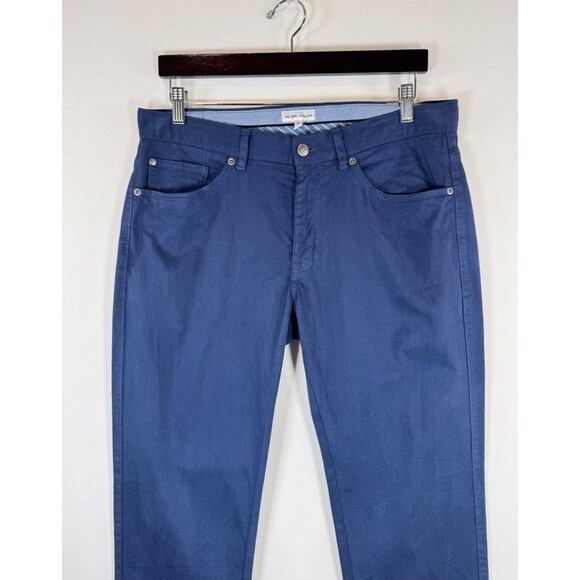 Peter Millar Mens Pants Blue Chino Straight Crown Performance Stretch Golf 33x27 - Picture 6 of 11